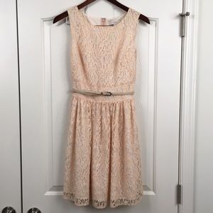 Loft Peach and Silver Flower Dress